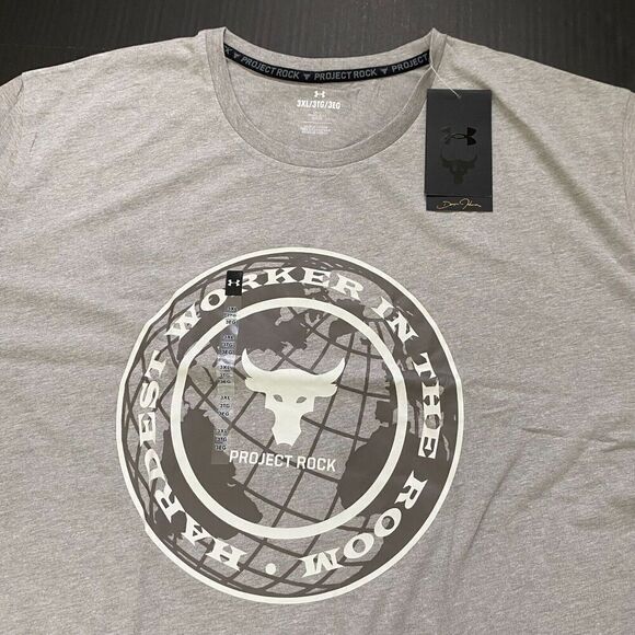 Under Armour Mens Project Rock Size 3XL Loose Fit Grey T-Shirt casual New - Picture 9 of 9